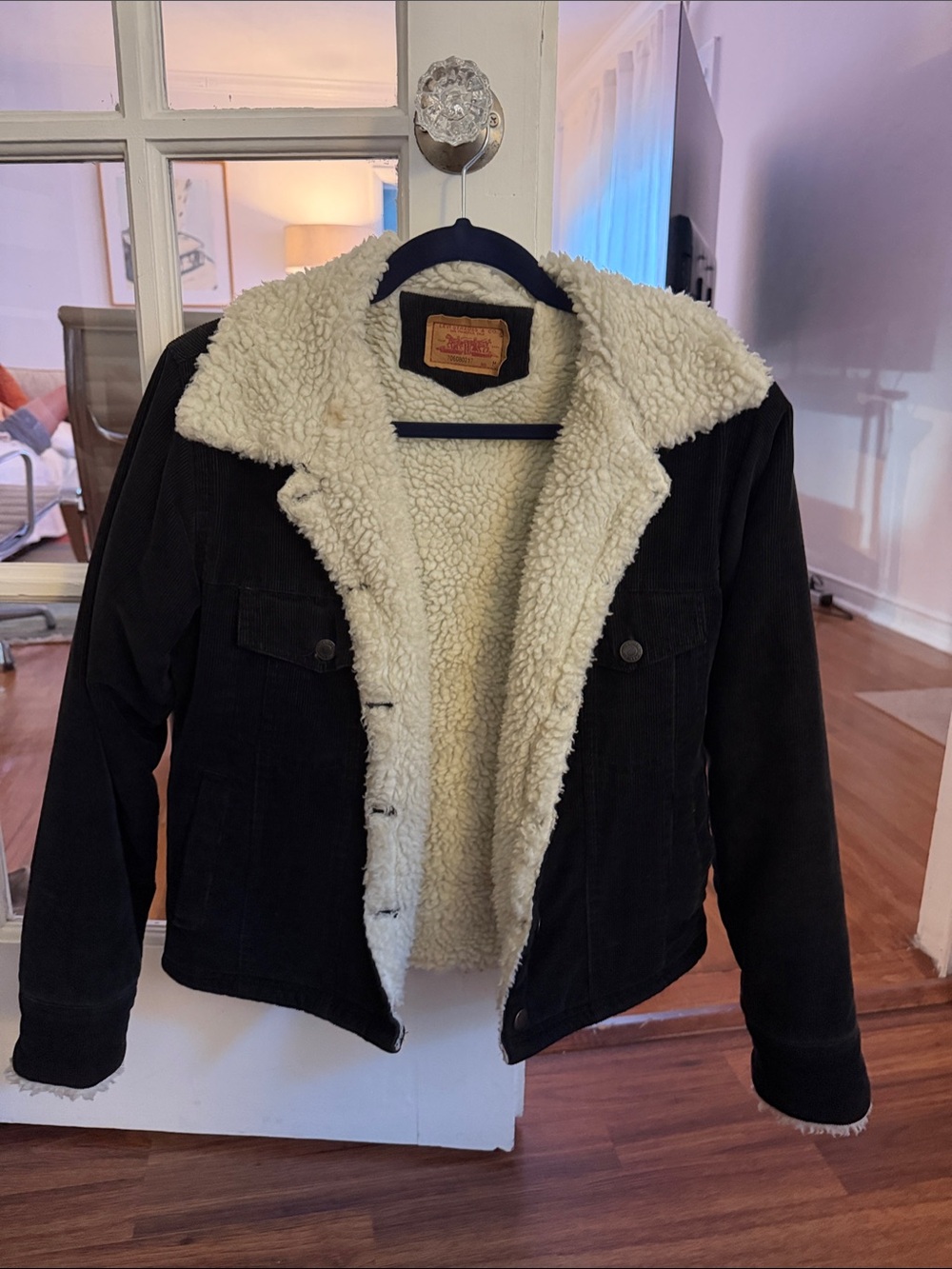 Levi's Vintage Black Jacket Corduroy with Cream Sherpa Lining